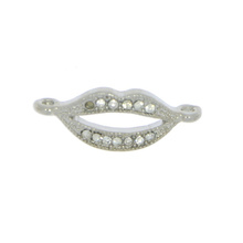 Łącznik przekładka do bransoletek z cyrkoniami usta srebrny 26x10mm