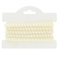 Taśma tasiemka dekoracyjna z pomponami ecru 9mm 25m