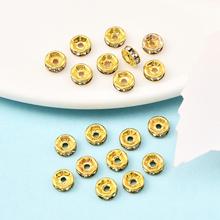 Przekładki z Cyrkoniami Rondelle z Kryształkami Złoty Crystal 8mm