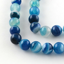 Agat Pasiasty Dodger Blue Kamień Jubilerski gładki kula 4mm