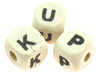Koraliki Drewniane Drewno Kostka Literki Biały 10x10mm 50szt