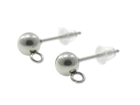 Sztyfty z Podwieszką Stal Chirurgiczna z Barankami Sylikonowymi 4mm 2x1 Para