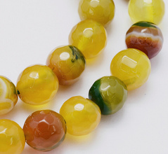 Agat Pasiasty Yellow Kamień Jubilerski Fasetowany kula 6mm