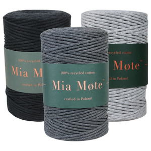 Mia Mote™ Zestaw sznurków do makramy – 3x100 m – Sznurek Bawełniany Skręcany 3 mm – Zestaw Szarości Shungite/Basalt Grit/Smoky Quartz