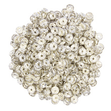 Przekładki z Cyrkoniami Rondelle z Kryształkami Srebrne Crystal 6mm