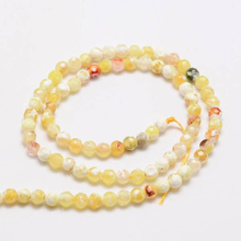 Agat Ognisty Yellow&White Kamień Jubilerski Fasetowany kula 4mm