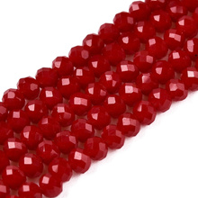 Koraliki Fasetowane Kryształki Szklane Rondelle Czerwony 3.8x3mm