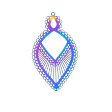 Ombre koronkowa zawieszka stal chirurgiczna 47x27mm 2szt