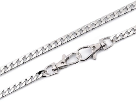 Łańcuszek metalowy z karabińczykami pasek do torebki srebrny 6mm 120cm