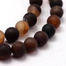 Agat Frosted Chocolate Kamień Jubilerski gładki kula 6mm