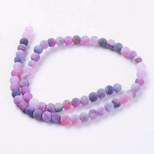 Agat Ognisty Frosted Dark Violet Kamień Jubilerski gładki kula 6mm