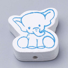 Koraliki Drewniane Zawieszka Drewno Malowane Słoń 25x21x6mm