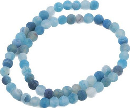 Agat Ognisty Frosted Deep Sky Blue Kamień Jubilerski gładki kula 6mm