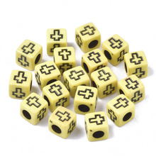 Koraliki Akrylowe Kostki Krzyżyki 6x6mm