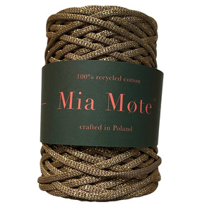 Mia Mote™ ByBag Line Lurex Sznurek Poliestrowy płaski bez rdzenia Beżowy ze złotą nitką 5mm