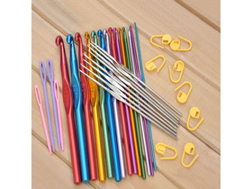 Szydełko Szydełka Igły Agrafki Licznik Zestaw do Szydełkowania 50 elementów Przybornik Organizer Etui