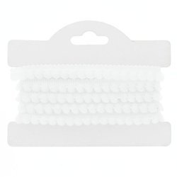 Taśma tasiemka dekoracyjna z pomponami biały 9mm 25m