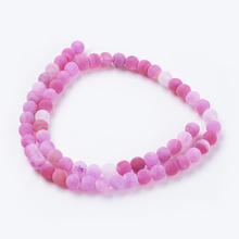 Agat Ognisty Frosted Magenta Kamień Jubilerski gładki kula 6mm