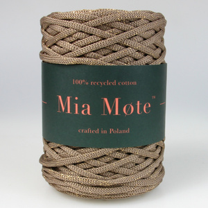 Mia Mote™ ByBag Line Lurex Sznurek Poliestrowy płaski bez rdzenia Beżowy ze złotą nitką 5mm