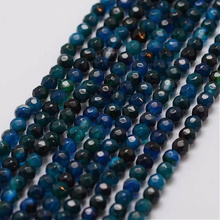 Agat Pasiasty Marine Blue Kamień Jubilerski Fasetowany kula 4mm