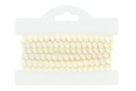 Taśma tasiemka dekoracyjna z pomponami ecru 9mm 25m