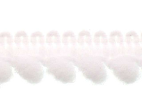 Taśma tasiemka dekoracyjna z pomponami biały 9mm 25m