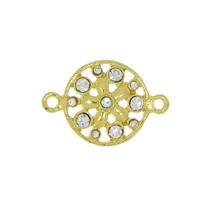 Łącznik przekładka do bransoletek z cyrkoniami Moneta Złoty 27x18mm