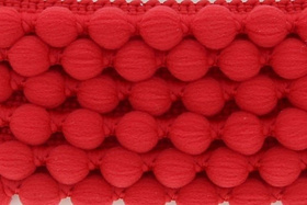 Taśma dekoracyjna z pomponami wypustkami czerwony 15mm