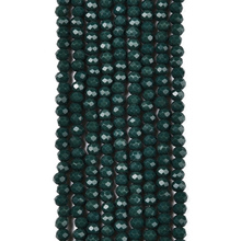Koraliki Fasetowane Kryształki Szklane Rondelle Butelkowa zieleń 3.8x3mm
