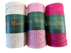 Mia Mote™ Zestaw sznurków do makramy – 3x100 m – Sznurek Bawełniany Skręcany 3 mm – Zestaw Różowy Pink Pearl//Morganite/Radiant Orchid