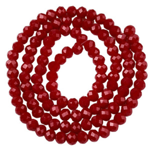 Koraliki Fasetowane Kryształki Szklane Rondelle Czerwony 3.8x3mm