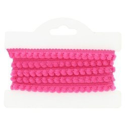 Taśma tasiemka dekoracyjna z pomponami różany 9mm 25m