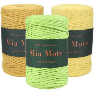 Mia Mote™ Zestaw sznurków do makramy – 3x50 m – Sznurek Bawełniany Skręcany 5 mm – Zestaw PASTELOWY Lime Quartz/Yellow Calcite/Orpiment on dolomite