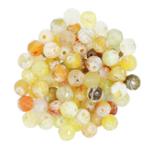 Agat Ognisty Yellow&White Kamień Jubilerski Fasetowany kula 4mm