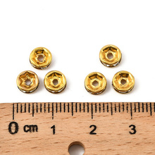 Przekładki z Cyrkoniami Rondelle z Kryształkami Złoty Crystal 8mm