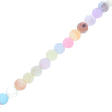 Agat Ognisty Frosted Colorful Kamień Jubilerski gładki kula 6mm