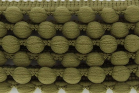 Taśma dekoracyjna z pomponami wypustkami oliwkowy 15mm
