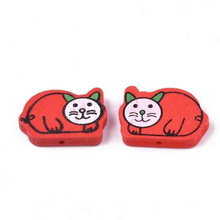 Koraliki Drewniane Zawieszka Drewno Malowane Kot 28x20x5mm