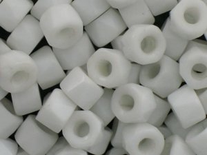 Fire Polished Roller Beads White 6mm 10szt