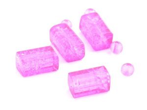 Koraliki Szklane Crackle Prostokąt Różowy 10x18mm 2szt