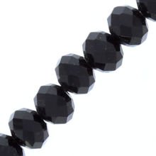 Koraliki Kryształki Szlifowane Fasetowane Rondelle Platerowany Czarny 5x6mm 21cm ~43szt