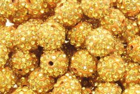 Koraliki Shamballa Disco Ball Gold Orange 10mm 2szt